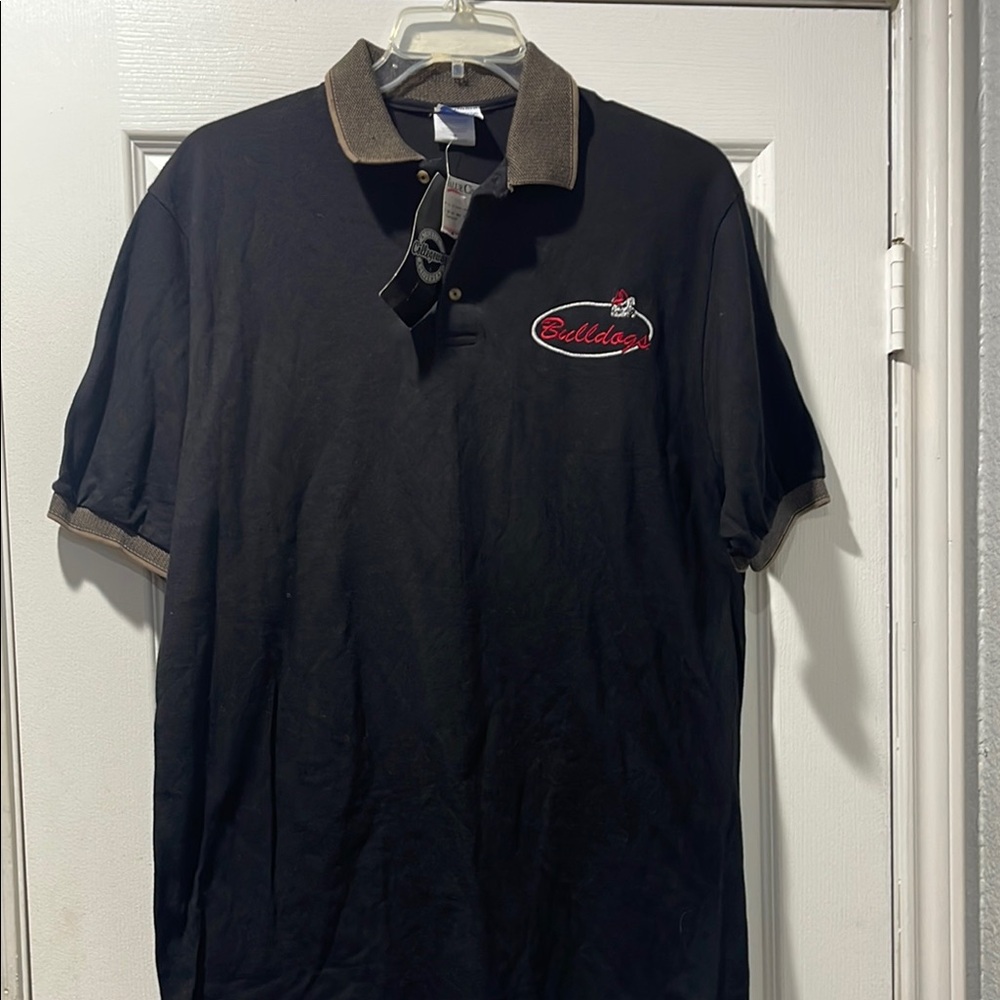 Georgia Bulldogs Collegiate Black Polo Shirt with Tan Accents